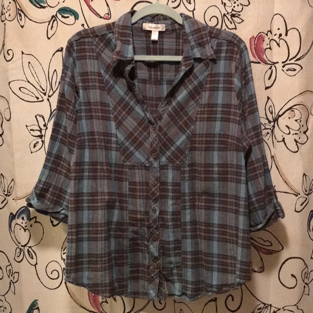 Turquoise and Brown Top
